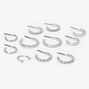 Silver-tone Mixed Hoop Earrings and Ear Cuff Set - 6 Pack,