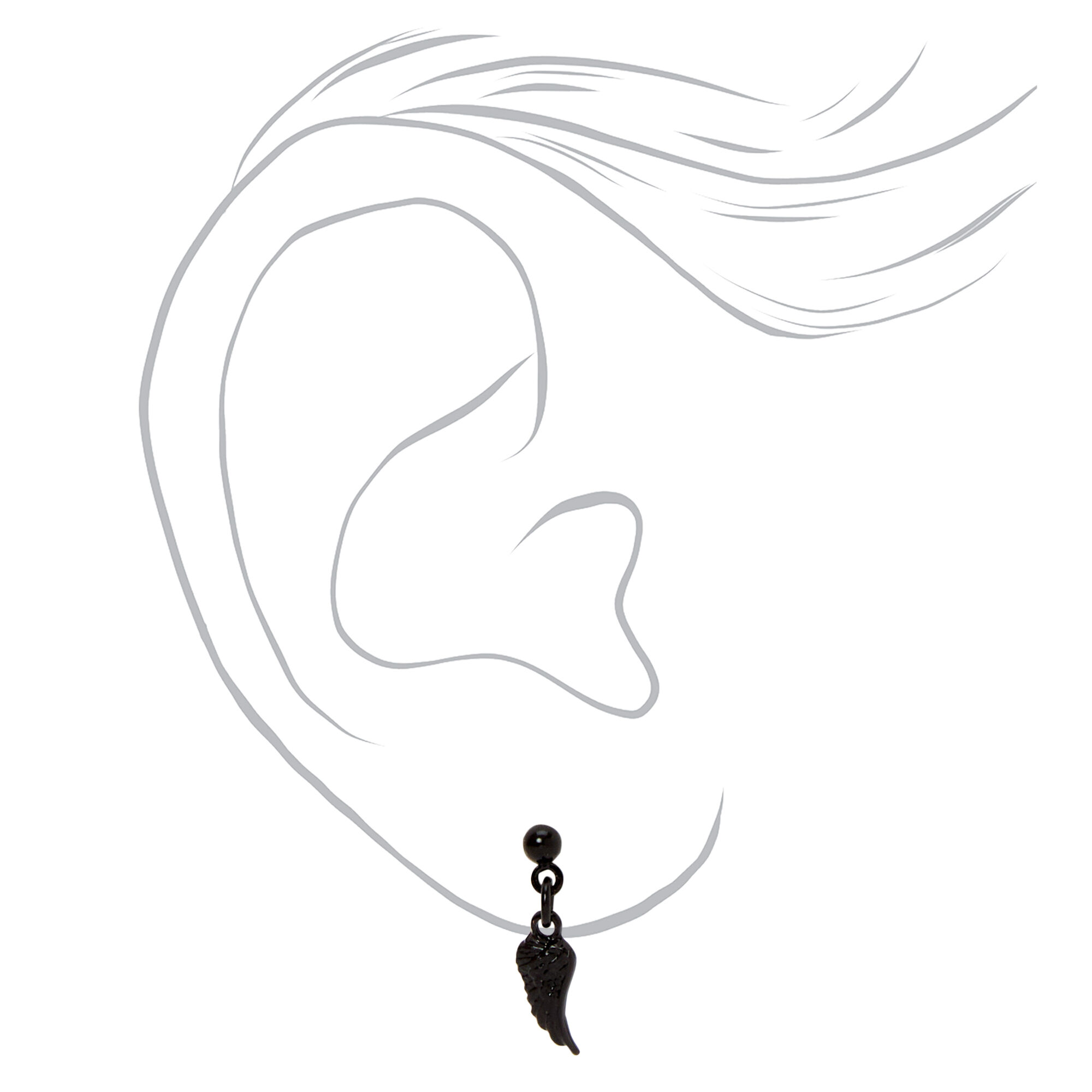 Mixed Metal 0.5 Angel Wing Drop Earrings 3 Pack
