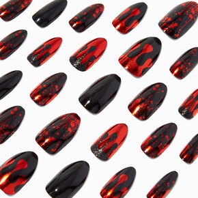 Black &amp; Red Dripping Blood Squareletto Press On Faux Nail Set - 24 Pack,