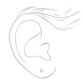 Stainless Steel 3mm Cubic Zirconia Long Post Studs Ear Piercing Kit with Ear Care Solution,