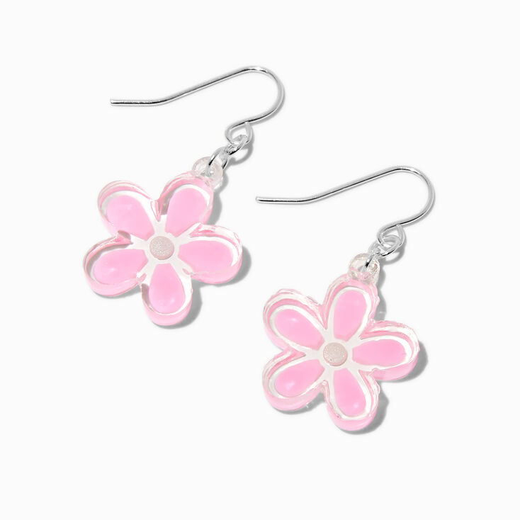 Pendantes marguerite en plastique roses,