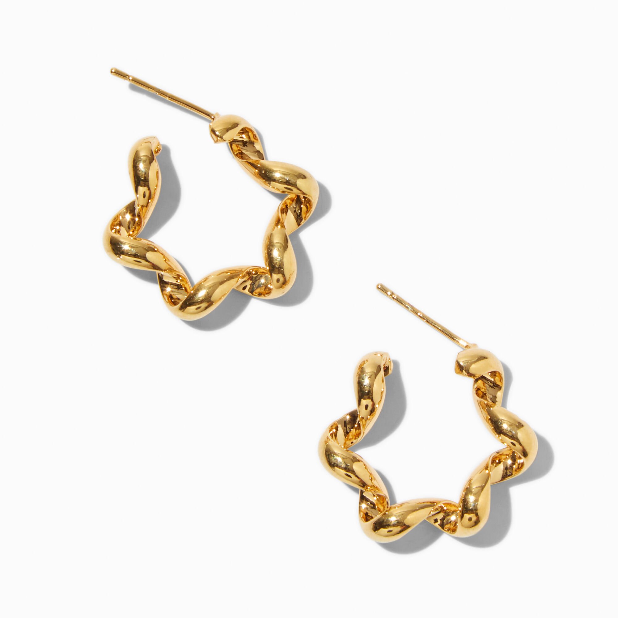 C LUXE by Claire's 18kt Gold Plated Ribbon Twisted Hoop Earrings,
