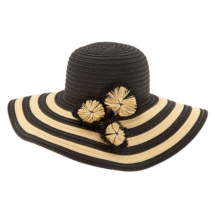 Striped Floppy Hat - Black,