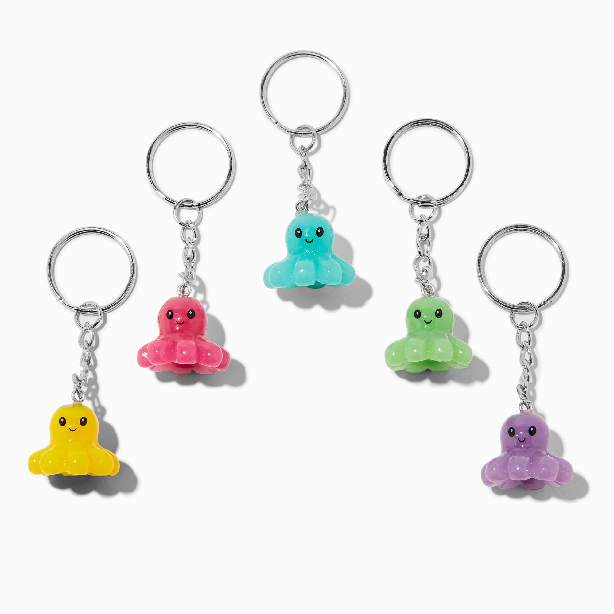 View Claires Glow In The Dark Octopus Best Friends Keyrings 5 Pack Silver information