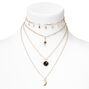 Gold Celestial Disc Multi Strand Choker Necklace - Black,