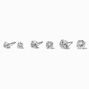 Silver-tone Stainless Steel Round Cubic Zirconia Stud Earrings - 3 Pack,