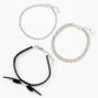 Silver Bow Chain Bracelets - 3 Pack,