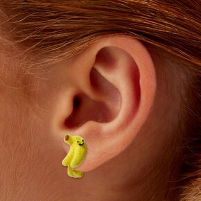 Yellow Fuzzy Banana Clip-On Earrings ,