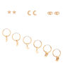 Gold Celestial Evil Eye Mixed Earrings - 6 Pack,