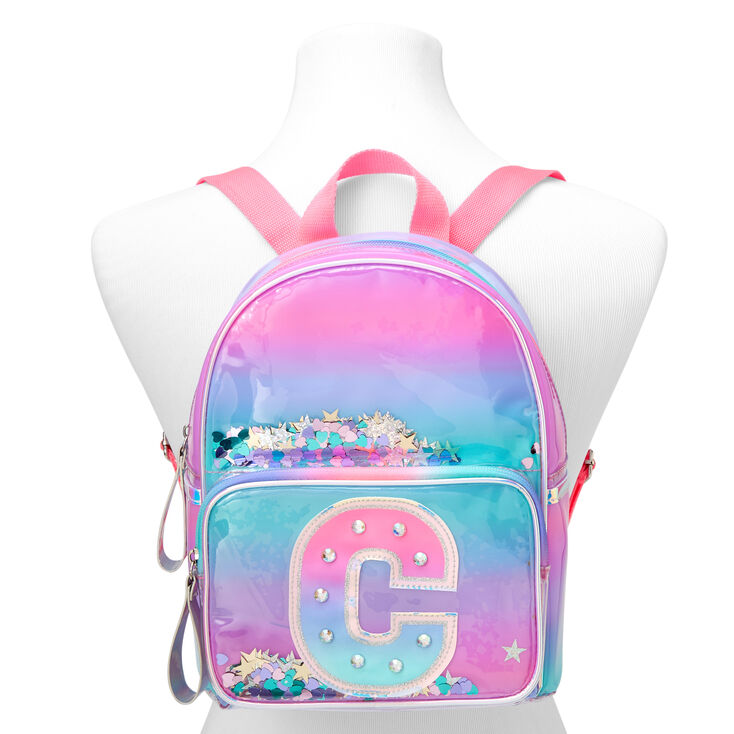Ombre Shaker Initial Mini Backpack - C | Claire's US