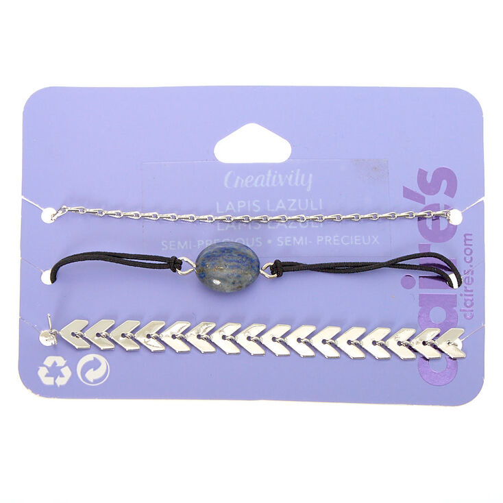 Claire's Lot de 3 bracelets à chaîne Créativité en lapis lazuli