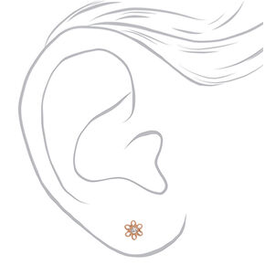 Clous d&#39;oreille marguerites et strass en titane dor&eacute; rose - Collection C Luxe,