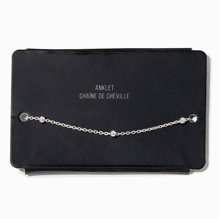 C LUXE by Claire&#39;s Sterling Silver Beaded Anklet,