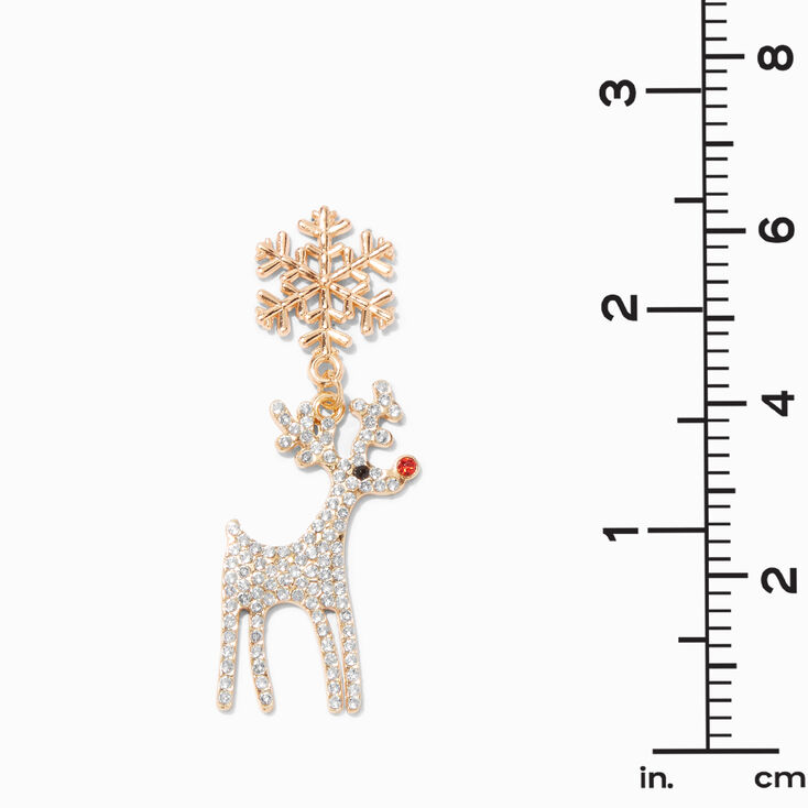 Crystal Studded Reindeer 2&quot; Drop Earrings,