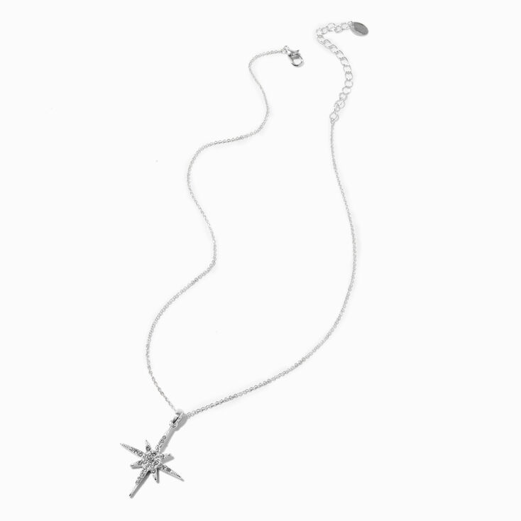 Silver-tone Star Burst Pendant Necklace,