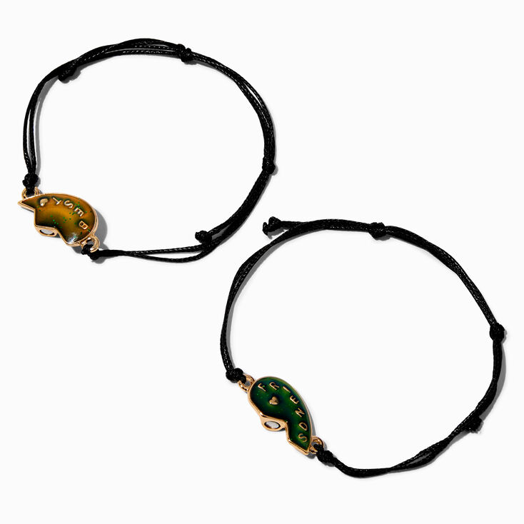 Best Friends Mood Split Heart Adjustable Cord Bracelets - 2 Pack