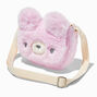 Claire&#39;s Club Furry Pink Bear Crossbody Bag,