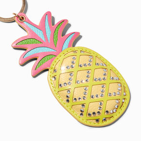 Bedazzled Pineapple PU Keychain,