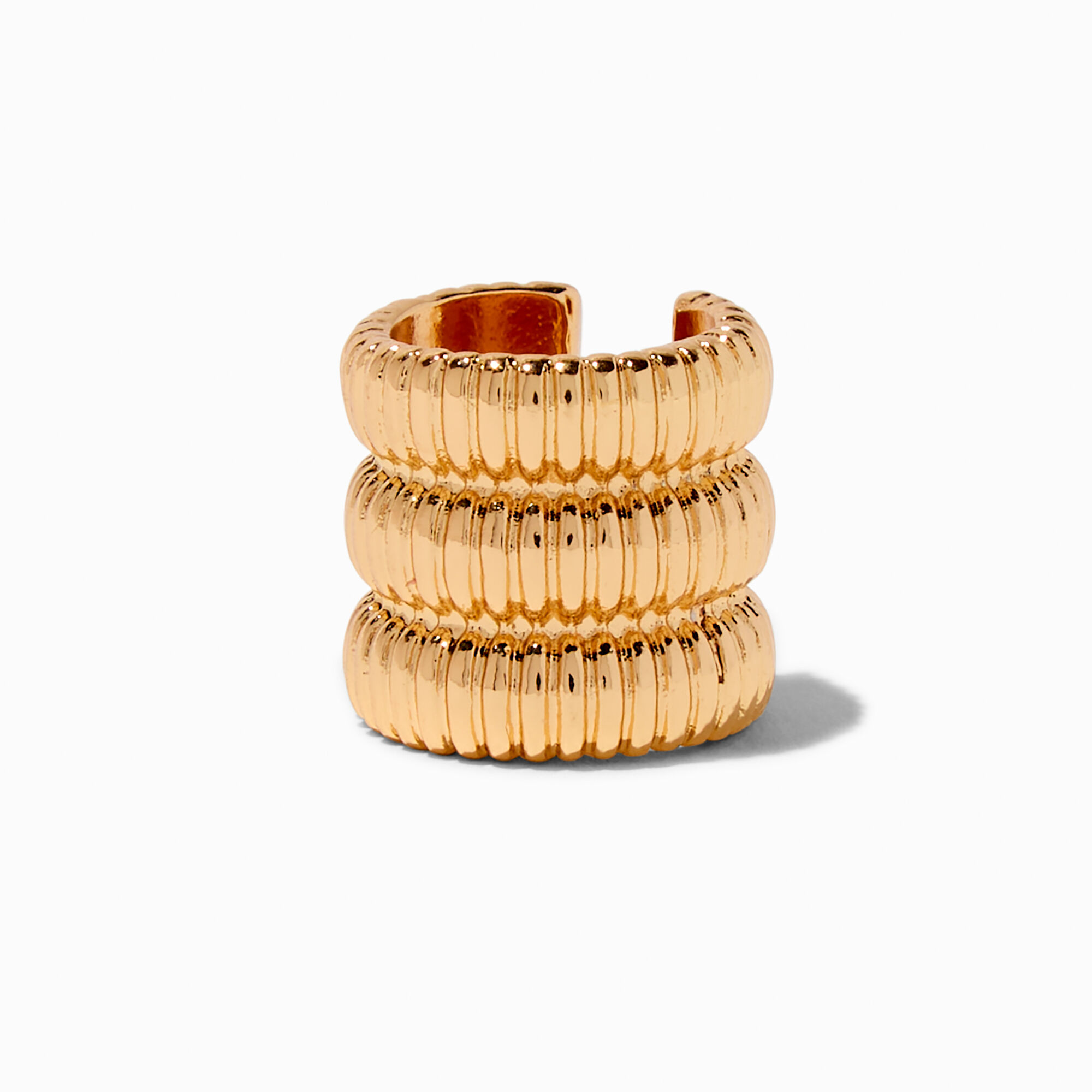 Gold tone Textured Three Row Large Ear Cuff Claire s