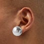 Clous d&#39;oreilles perle d&#39;imitation 20&nbsp;mm couleur argent&eacute;e,