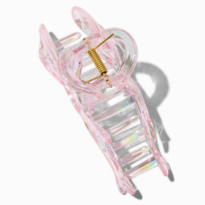 Pince &agrave; cheveux n&oelig;ud transparente rose,