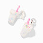 Silver 0.75&quot; Rainbow Sprinkles Milkshake Clip On Drop Earrings,