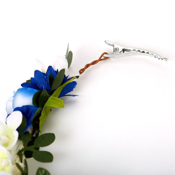 Navy &amp; Ivory Flower Hair Swag,
