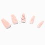 White Swirl Bling Squareletto Vegan Faux Nail Set - 24 Pack,