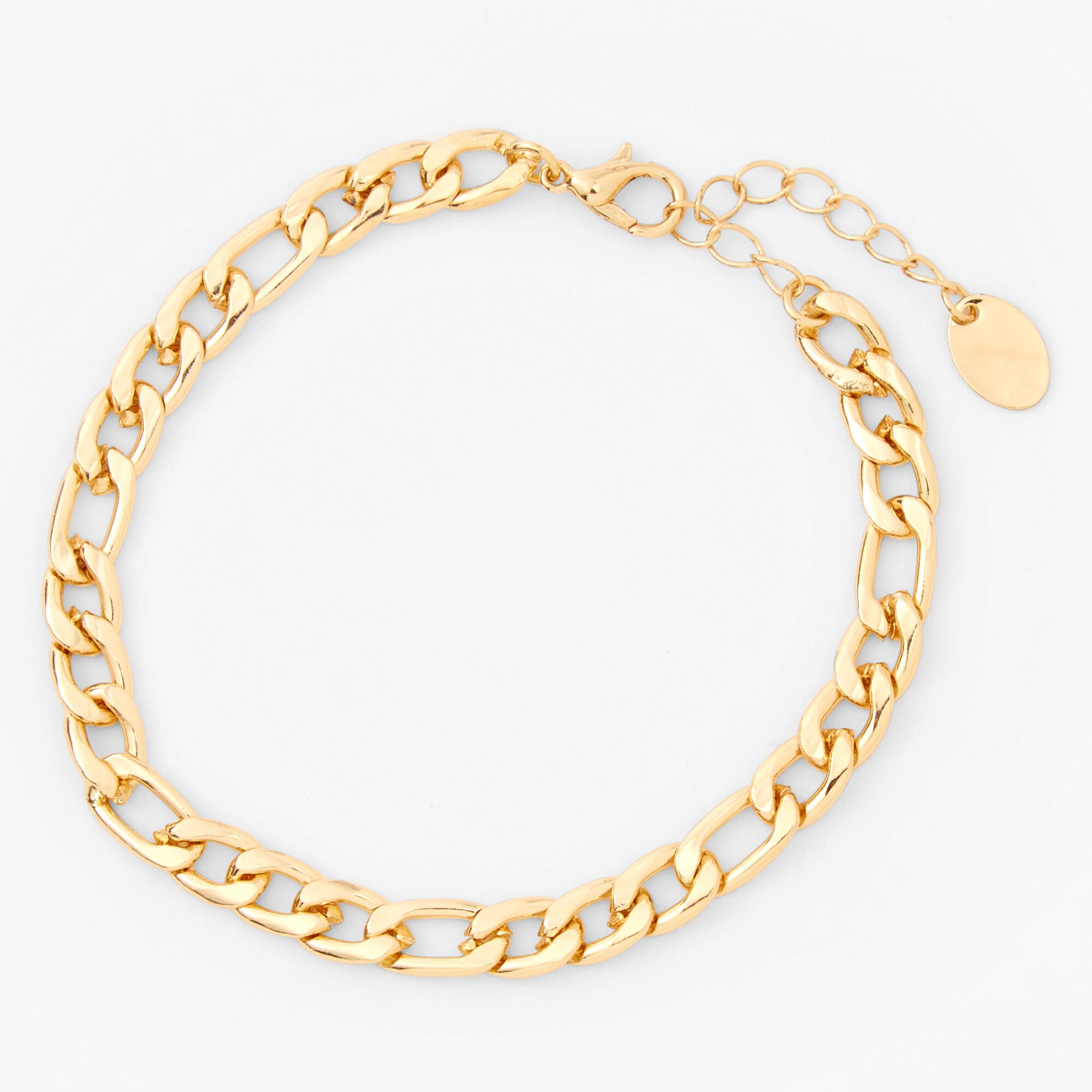 View Claires Tone Paperclip Link Chain Bracelet Gold information