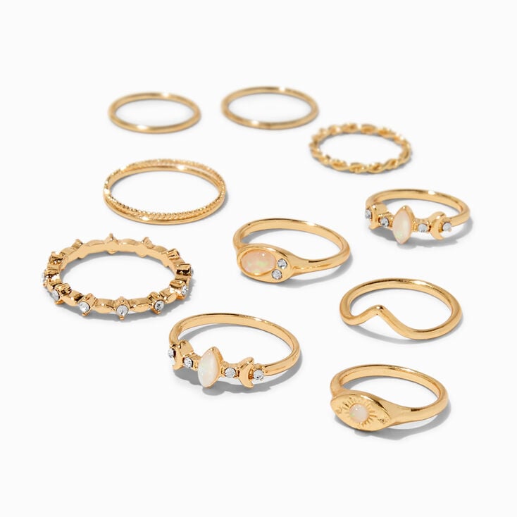Gold-tone Celestial Mixed Rings - 10 Pack