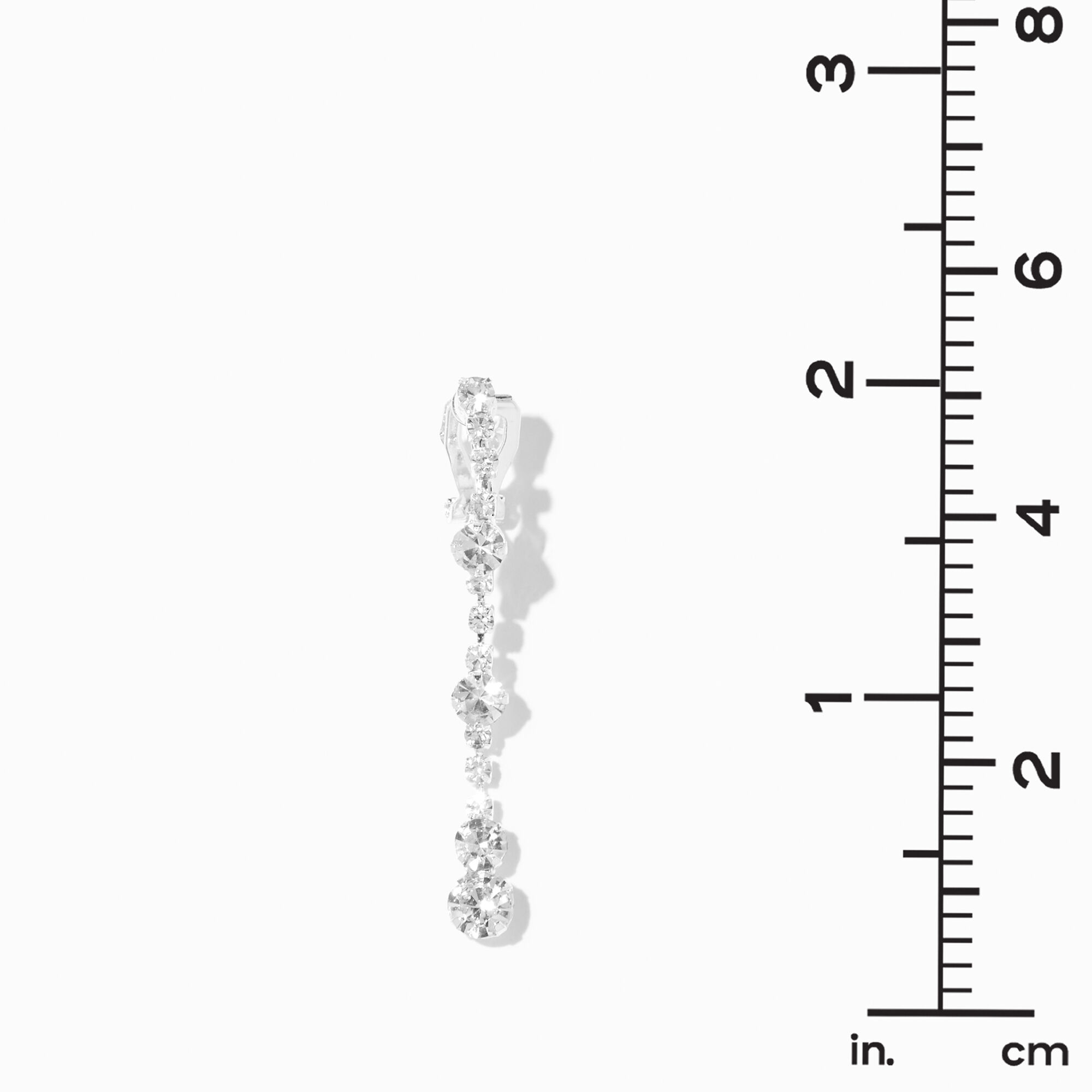 Silver-tone Crystal Linear 2" Clip-On Drop Earrings,
