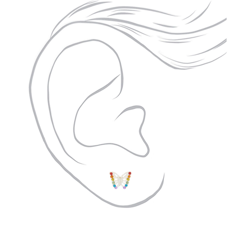 Rainbow Butterfly Stud Earrings,