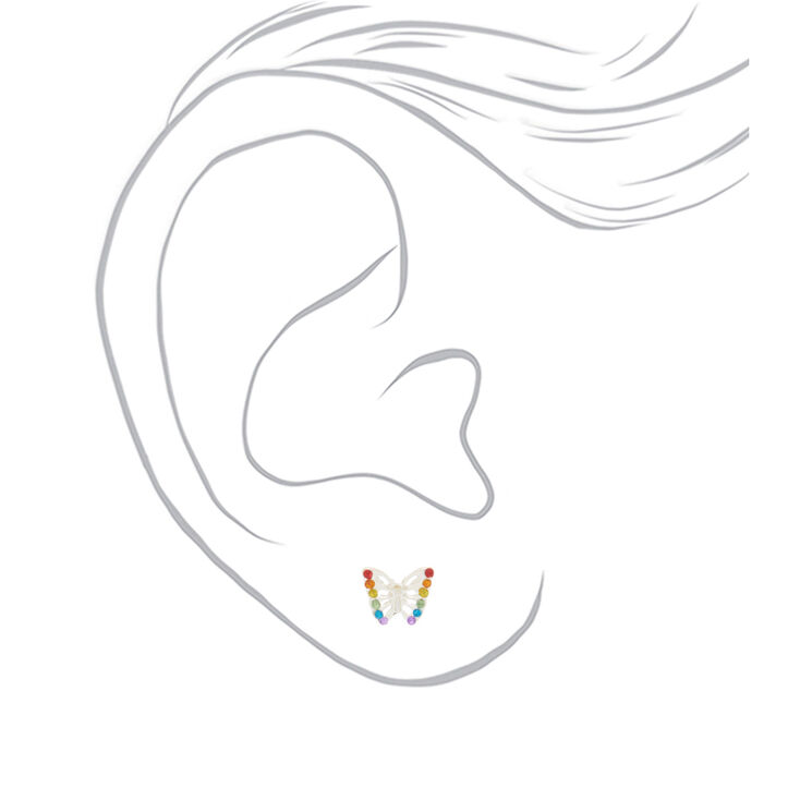 Rainbow Butterfly Stud Earrings,