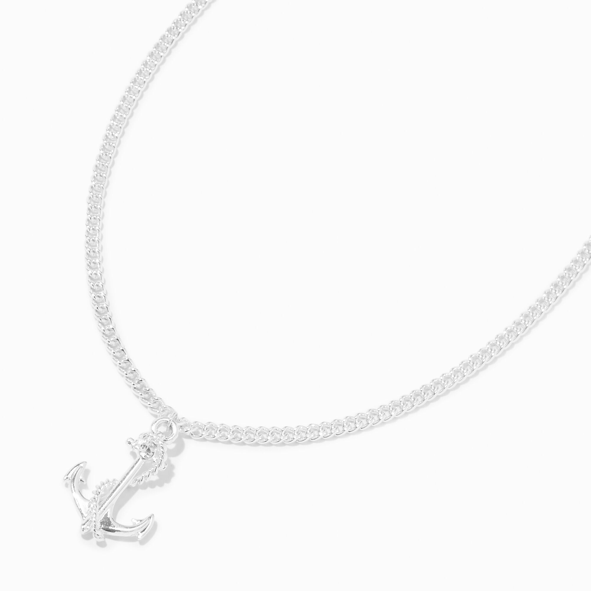 View Claires Tone Nautical Anchor Pendant Necklace Silver information
