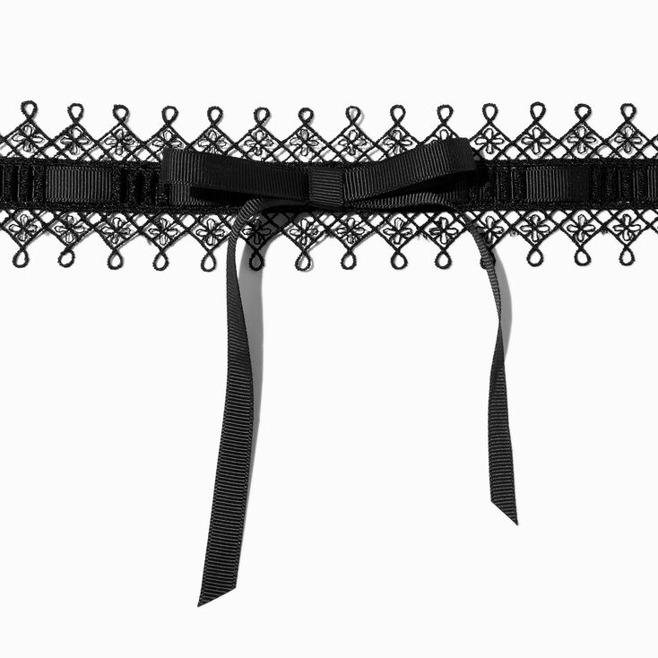 Black Lace Bow Choker Necklace,