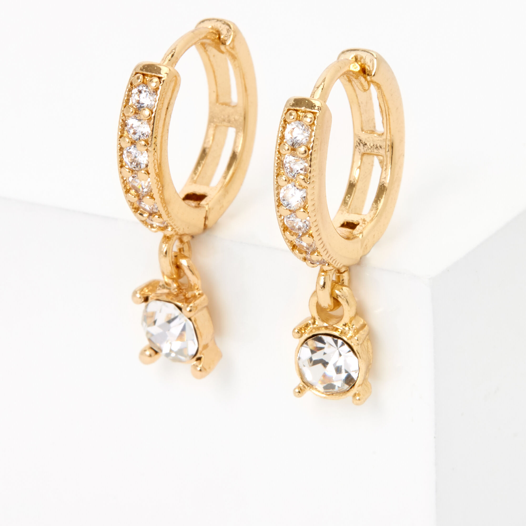 Crystal huggie hoop earrings sale