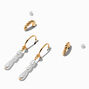 Boucles d&rsquo;oreilles empilables couleur dor&eacute;e triple goutte en perle d&#39;imitation - Lot de 3,