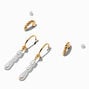 Triple Pearl Drop Gold-tone Earring Stackables Set - 3 Pack,