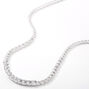 Silver Cubic Zirconia Short Graduated Statement Necklace,