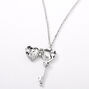 Silver Heart Key Locket Pendant Necklace,