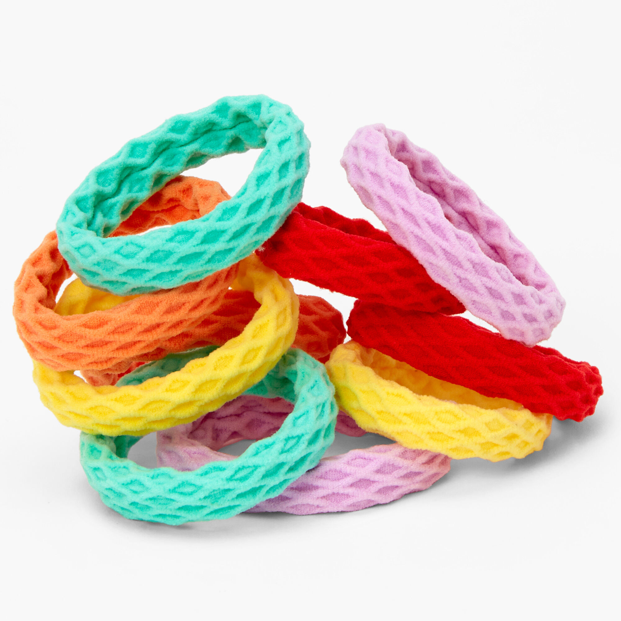 Claire's Club Bright Honeycomb Hair Ties - 10 Pack,