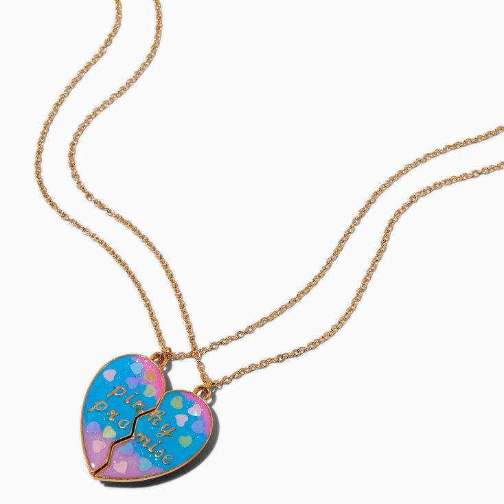 Best Friends Split Heart Pinky Promise Pendant Necklaces - 2 Pack,