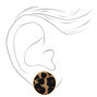 Gold Leopard Round Clip On Stud Earrings,