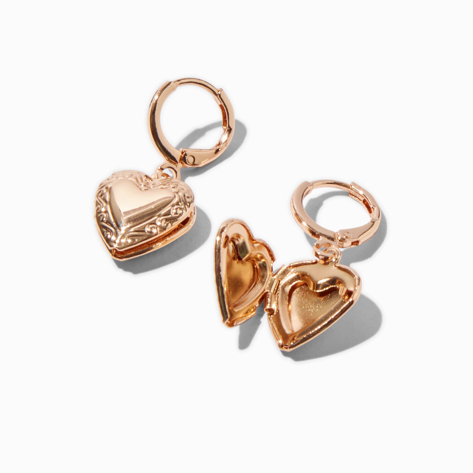 Gold-tone Luxe Locket Charms Earring Stackables Set - 6 Pack,