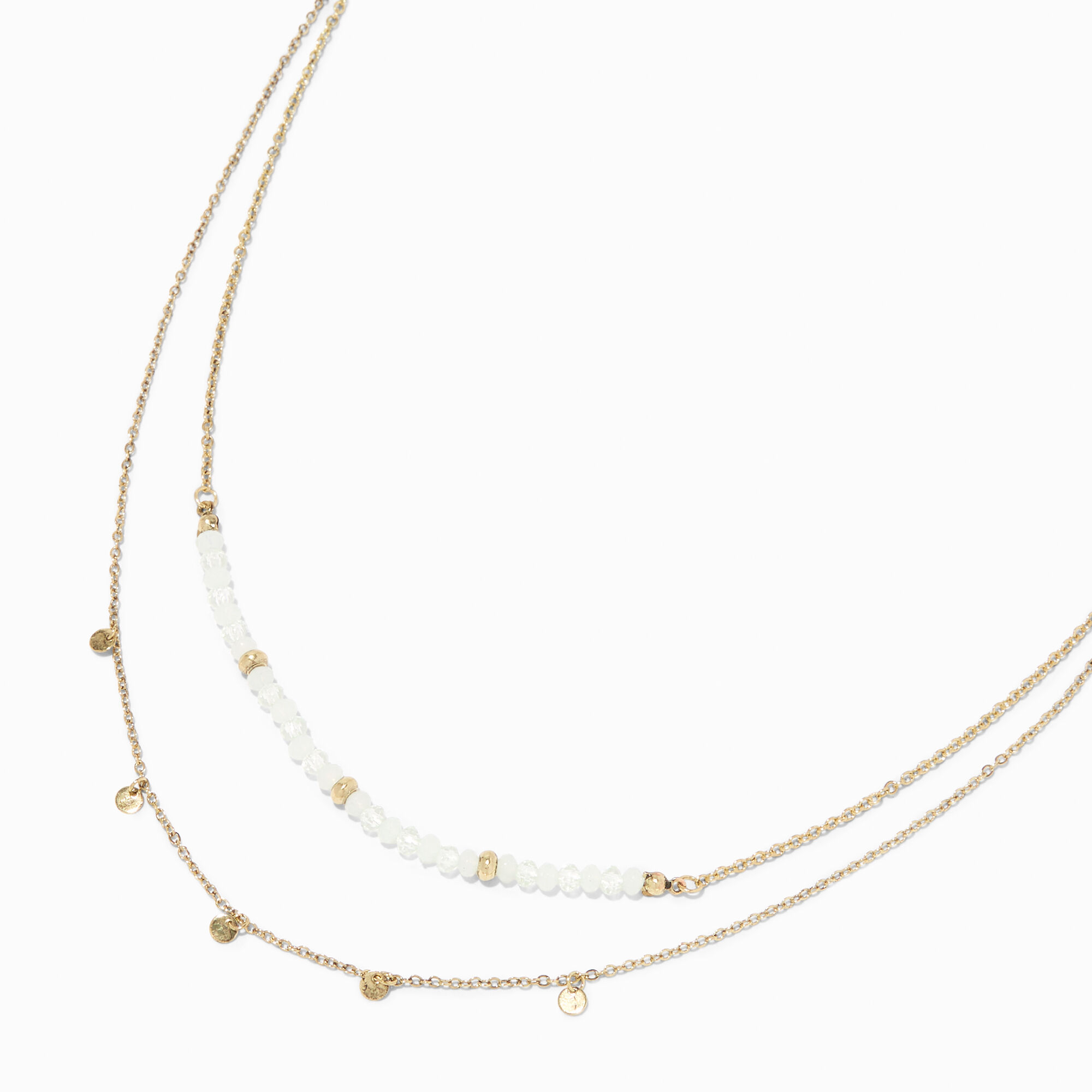 Gold-tone Beaded Disc Multi-Strand Necklace,