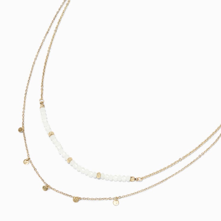 Gold-tone Beaded Disc Multi-Strand Necklace,