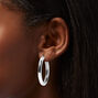 Silver-tone Tube 40mm Hoop Earrings,