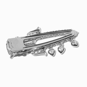 Silver-tone Butterfly Heart Hair Clip ,
