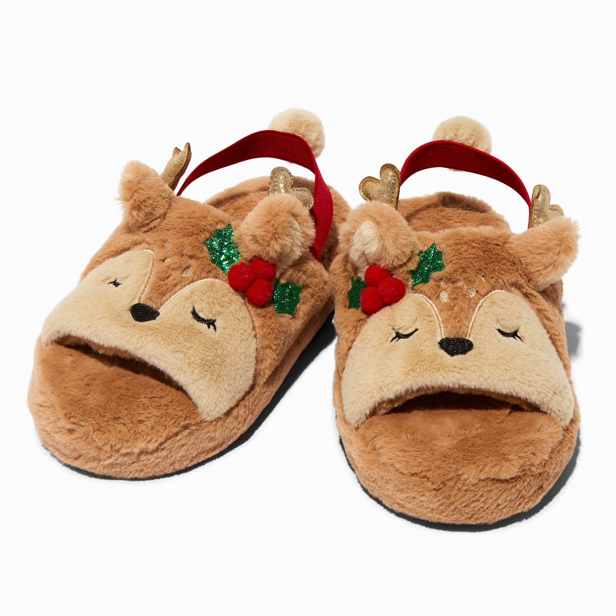 Holiday Reindeer Youth Slippers M L Claire s US