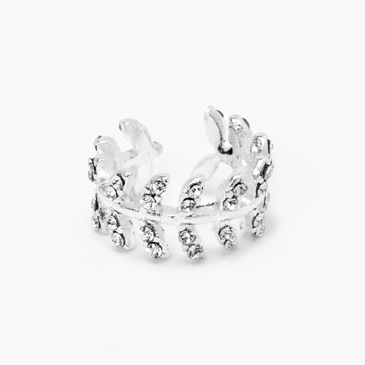 Silver Embellished Leaf Ear Cuff,